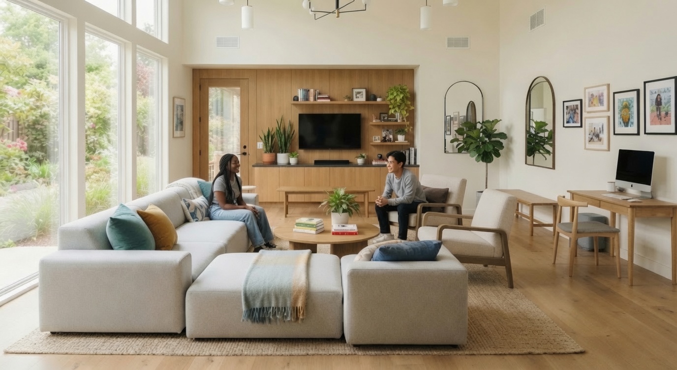Modern residential living room for youth care homes